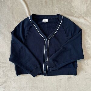 American Eagle Outfitters Navy Cardigan with White Trim